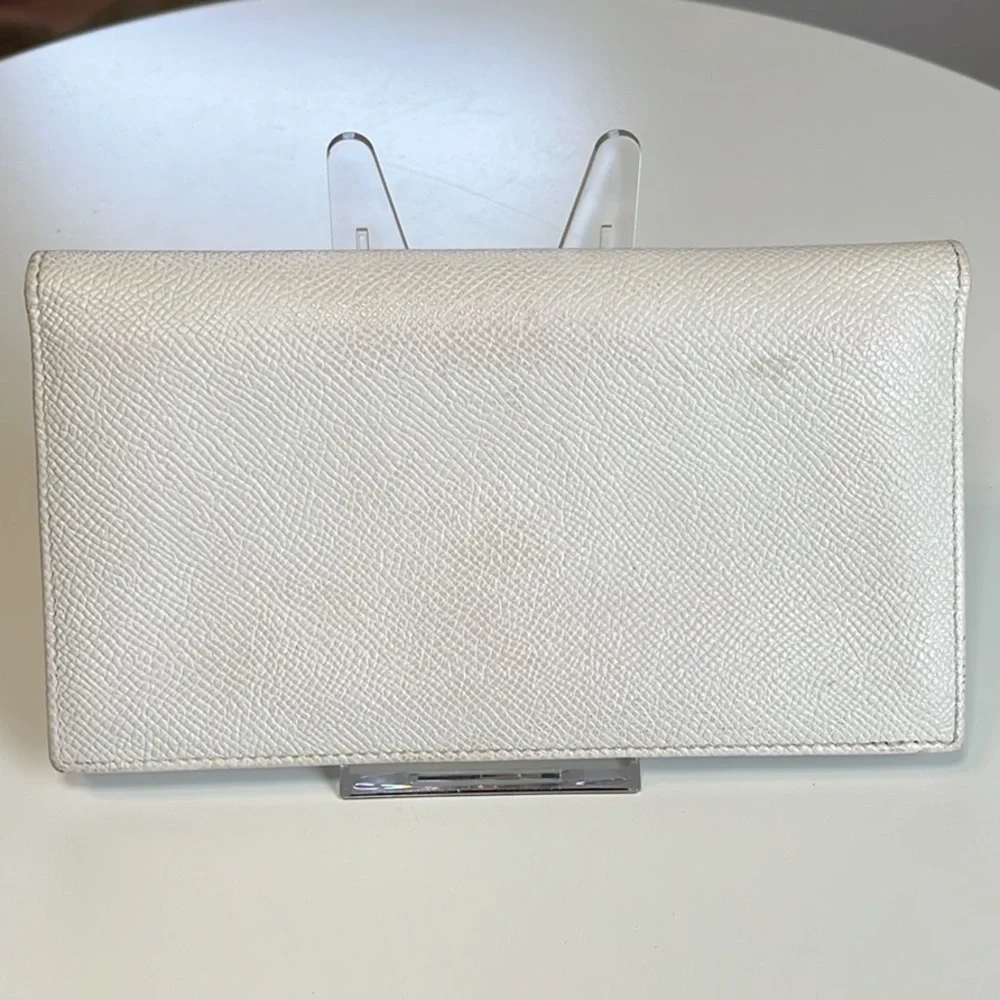 BVLGARI Cream & Pink Leather Long Wallet Retail $485 EUC